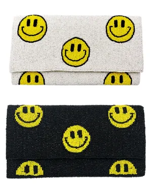 😊 Smile Face Beaded Clutch Bag Black or White