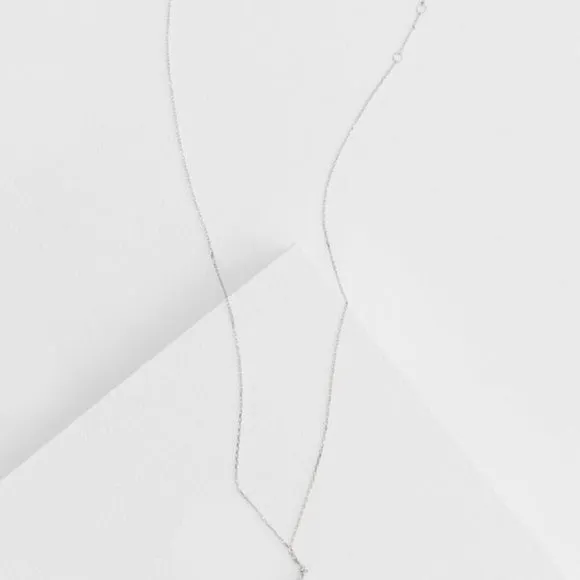 14K Sterling Silver Dainty Flower Rhinestone Sparkling Necklace