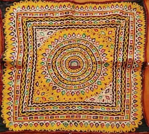 159 SOLD -Superb Golden Chaakla Pair - Antique Kutch Textile