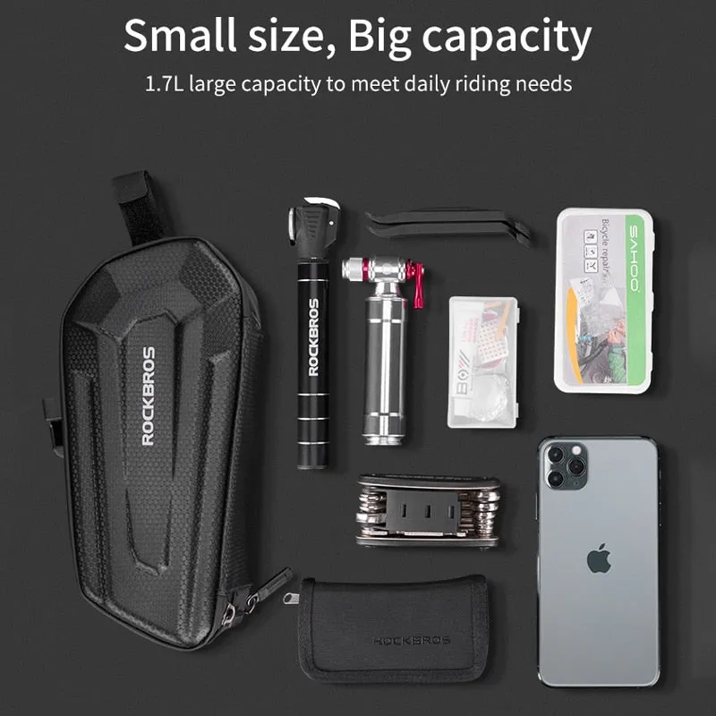 1.7L Bicycle Bag Waterproof Rear Large Capatity Quick Release Seatpost Shockproof Double Zipper Rear