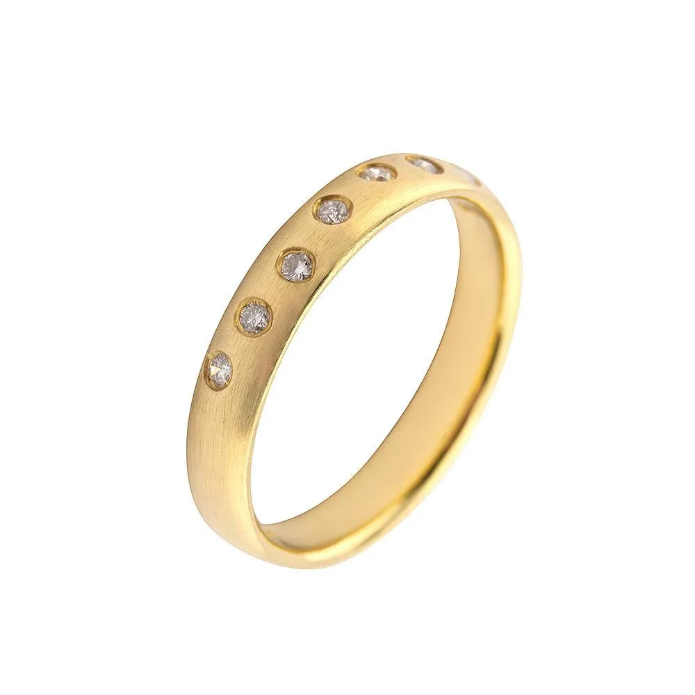 18ct yellow gold scattered 0.08ct diamond comfort court ring