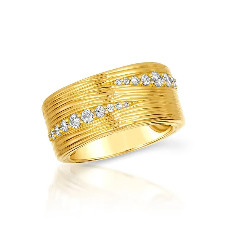 18k Amazonia (buriti) Yellow Gold Ring With 0.51 Cts Vs-Gh Diamonds