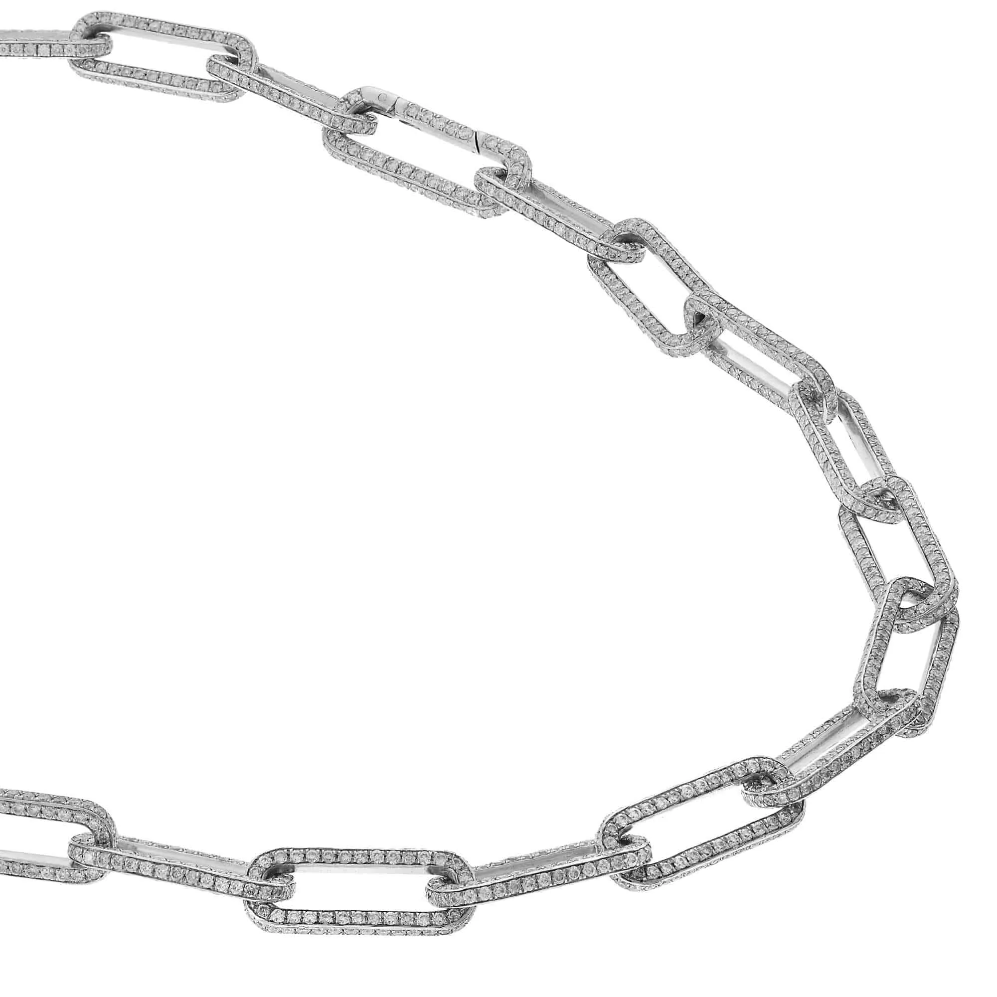 18k Seamless Oblong Pave Diamond Link Necklace