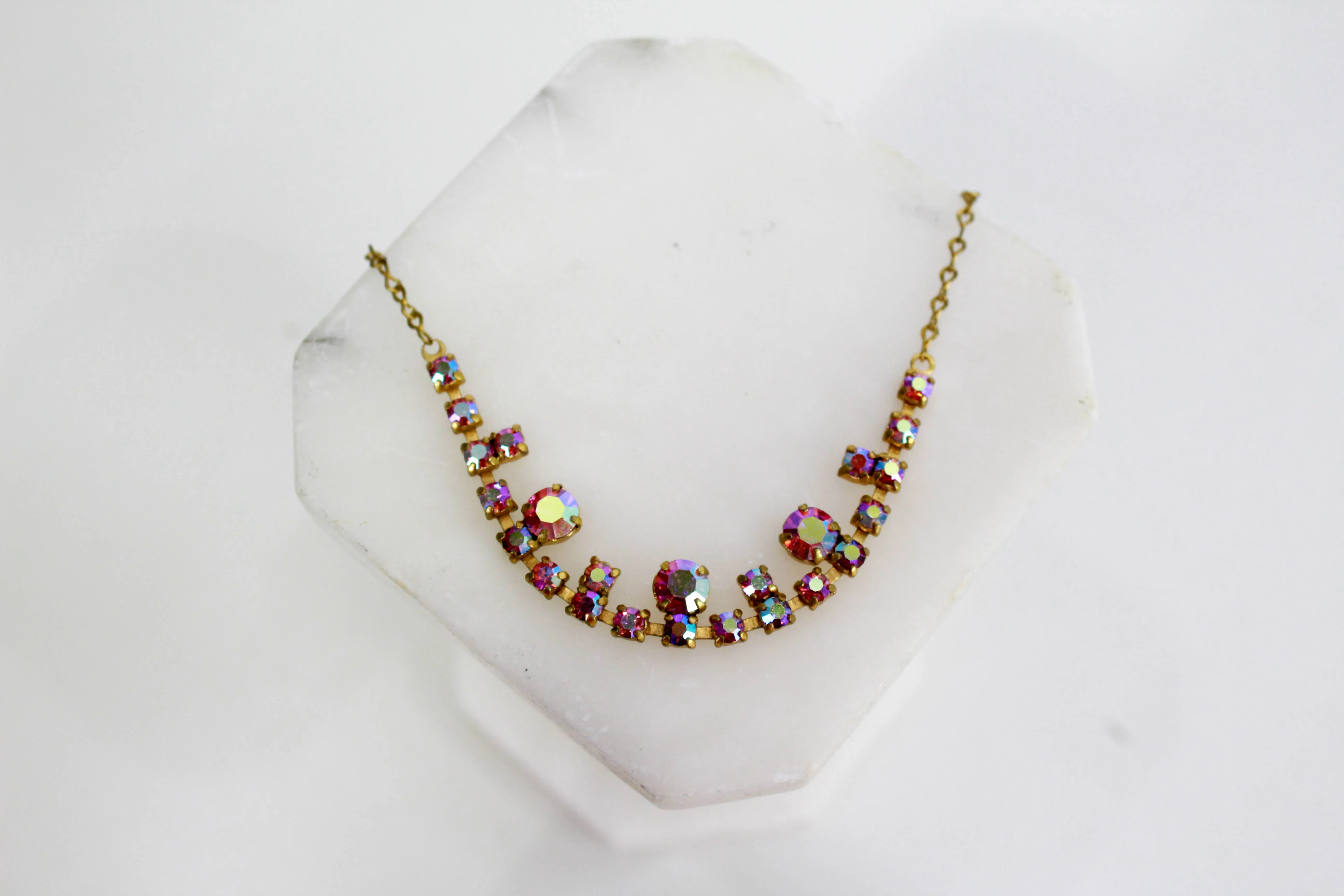 1950s Pink Rhinestone Necklace