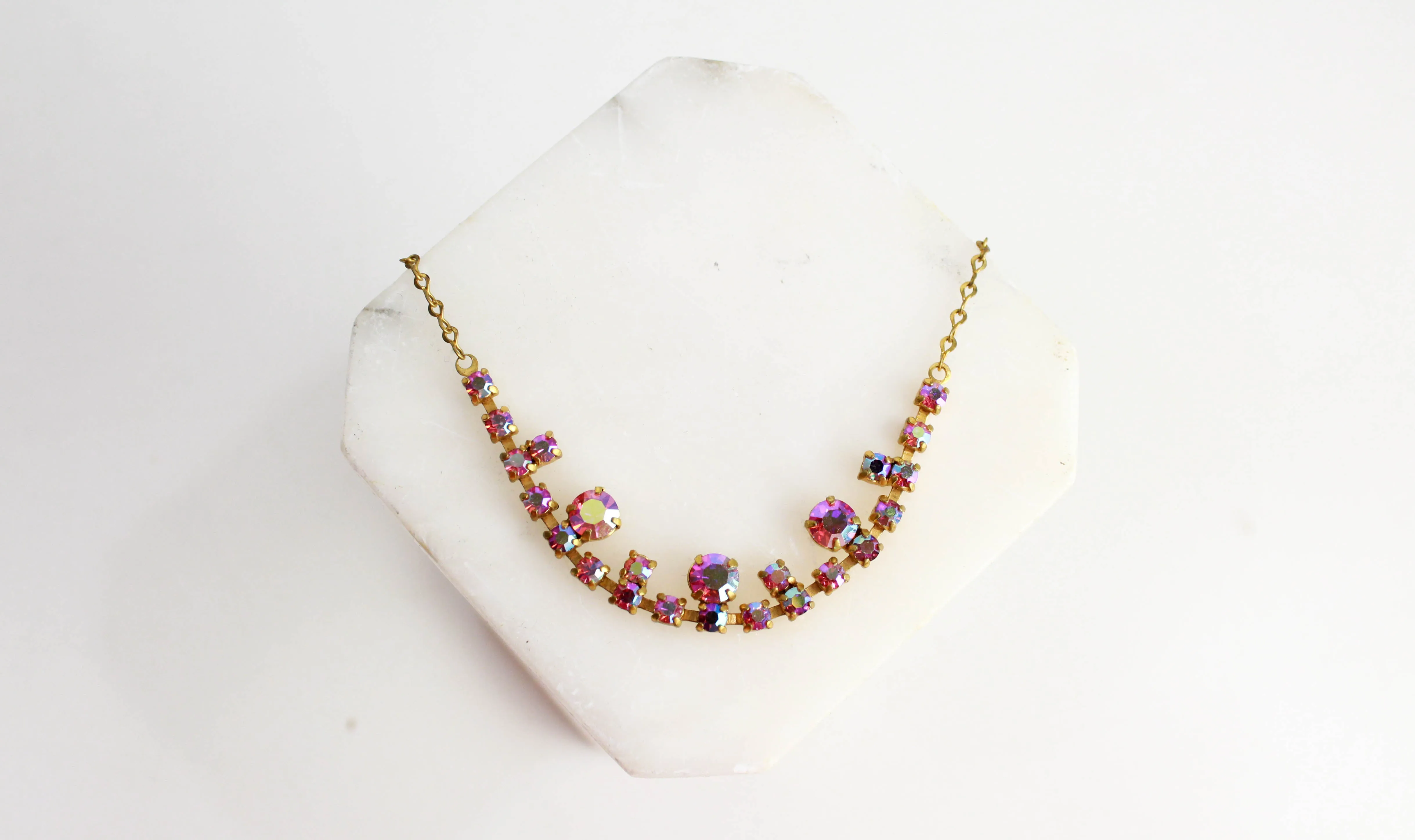 1950s Pink Rhinestone Necklace