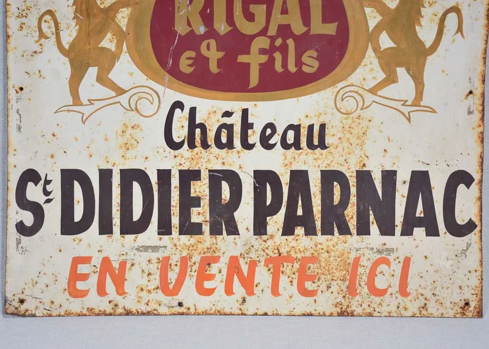 1970's hand painted sign - Vin de Cahors 26½" x 28"