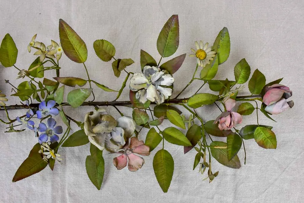 19th Century Napoleon III tole leaves and flowers - wall sculpture