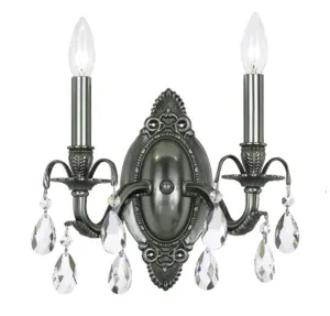 2 Light Pewter Crystal Sconce Draped In Clear Hand Cut Crystal - C193-5562-PW-CL-MWP