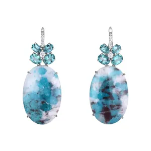 8.24Ct Tourmaline and Sliced Paraiba 0.47Ct Diamond and 18k White Gold