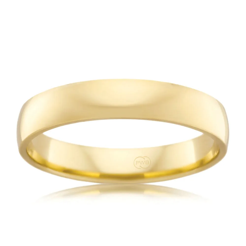 9ct Yellow Gold 4mm Crescent Ring. Size P