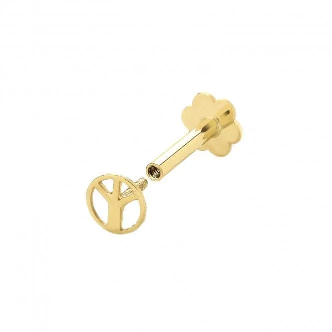 9ct Yellow Gold Peace Sign Cartilage Labret ES2051