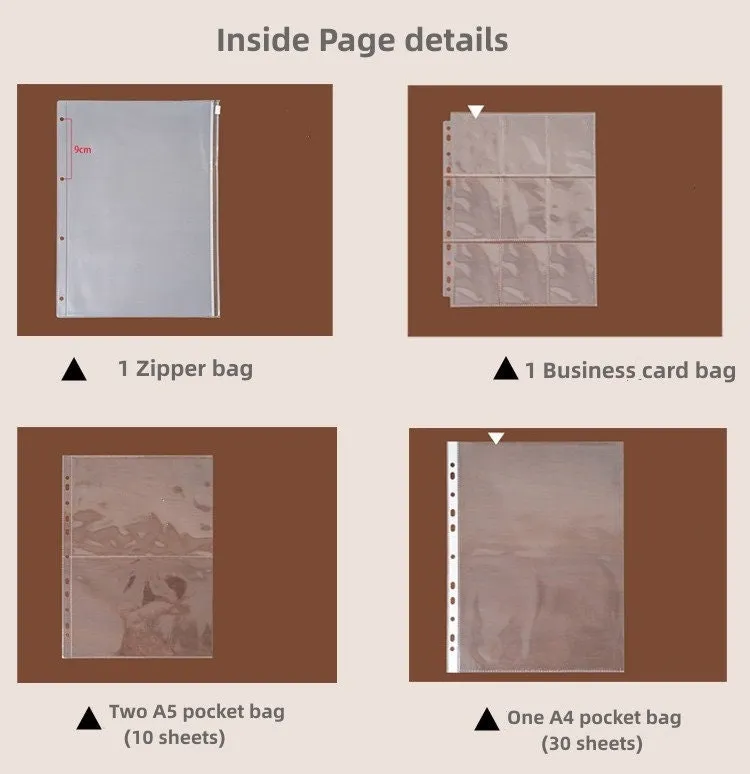 A4 Fabric Document Binder Embroidered File Organizer Pocket Photo Album 5x7  Fresh Pregnancy Test Booklet Loose-leaf Paperwork Storage Book