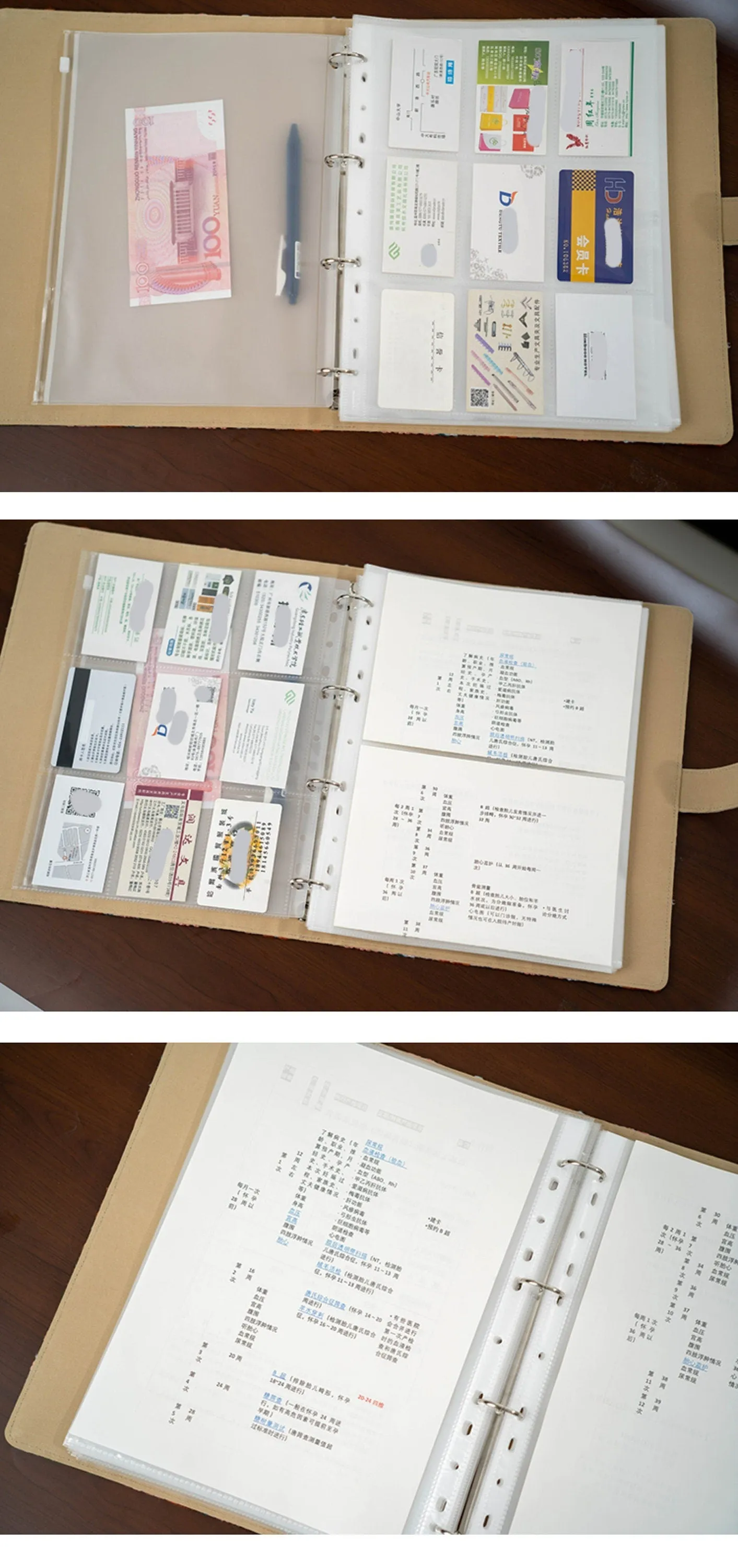 A4 Fabric Document Binder Embroidered File Organizer Pocket Photo Album 5x7  Fresh Pregnancy Test Booklet Loose-leaf Paperwork Storage Book
