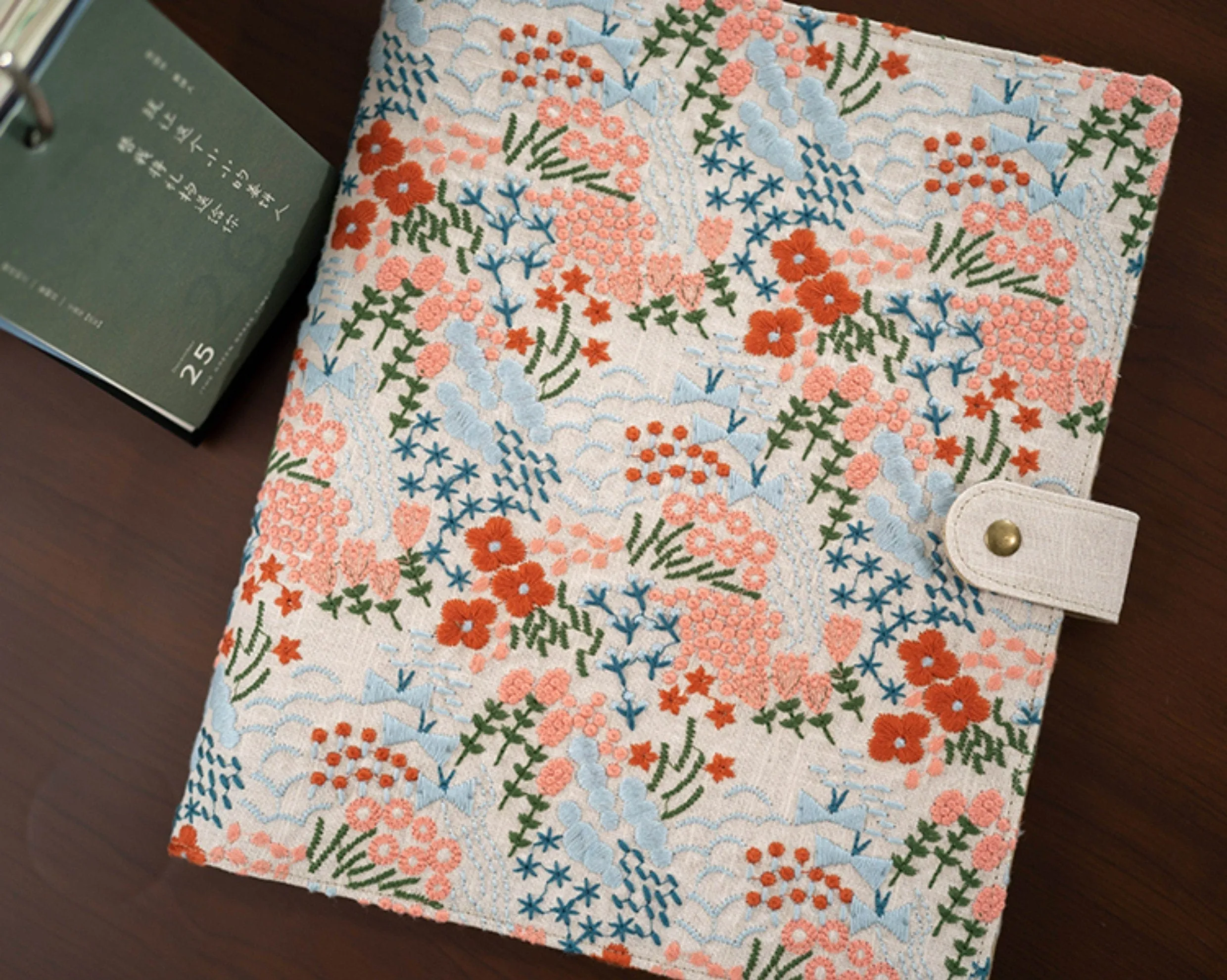 A4 Fabric Document Binder Embroidered File Organizer Pocket Photo Album 5x7  Fresh Pregnancy Test Booklet Loose-leaf Paperwork Storage Book