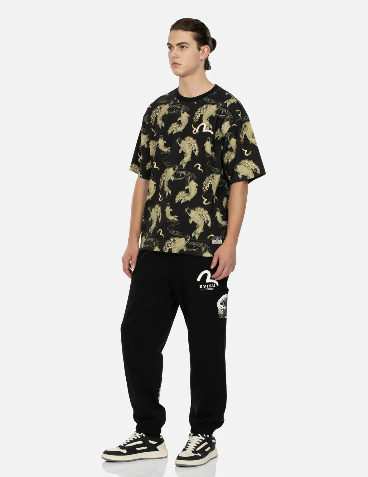 Allover Carp and Seagull Print Relax Fit T-shirt