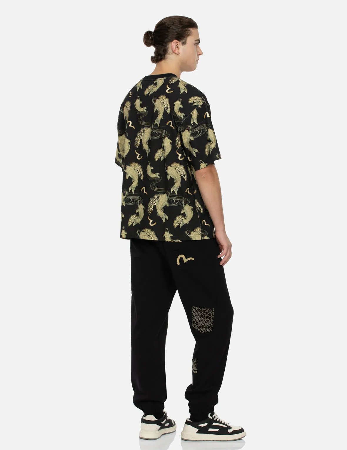 Allover Carp and Seagull Print Relax Fit T-shirt