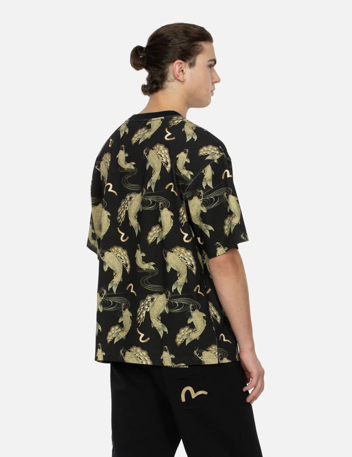 Allover Carp and Seagull Print Relax Fit T-shirt