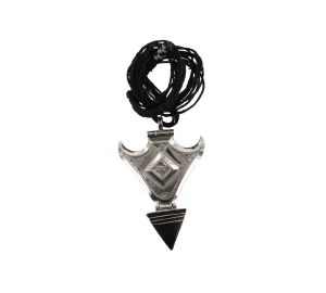 ANAMAR Triangular Black & Silver Pendant with Black Beads