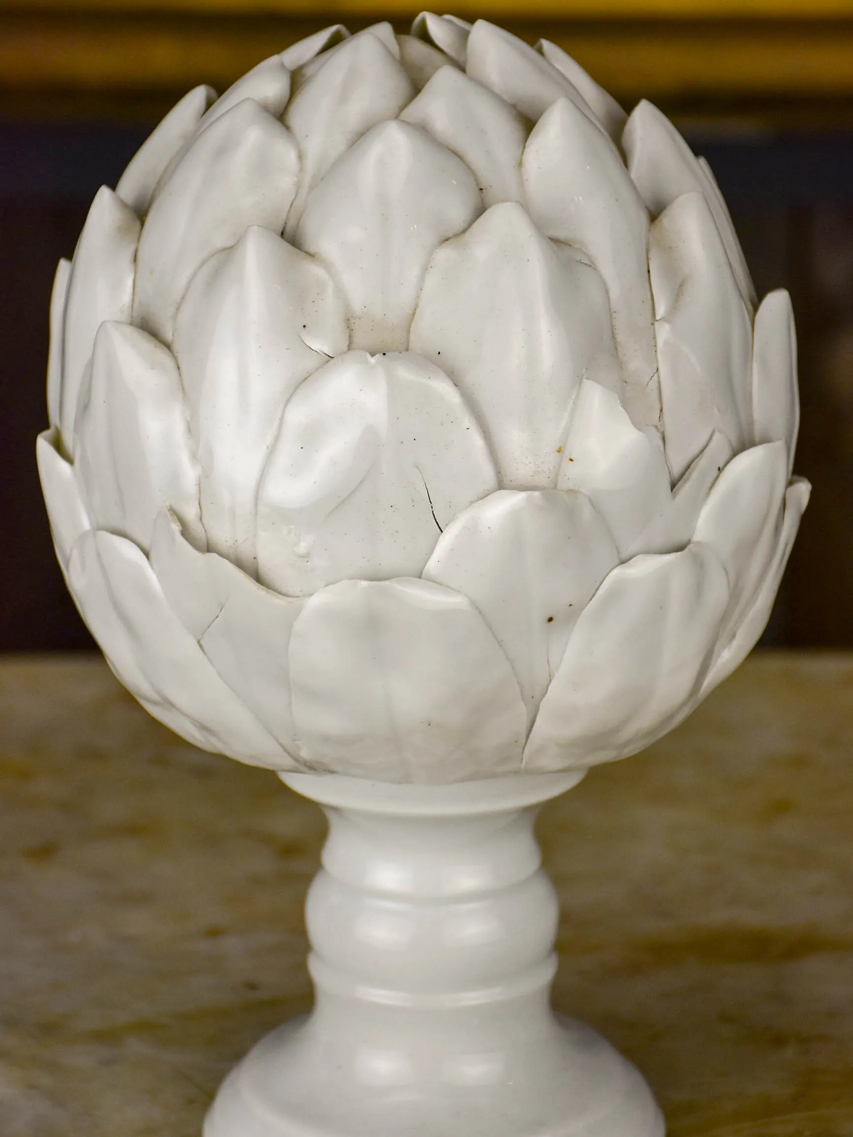 Antique earthenware artichoke sculpture