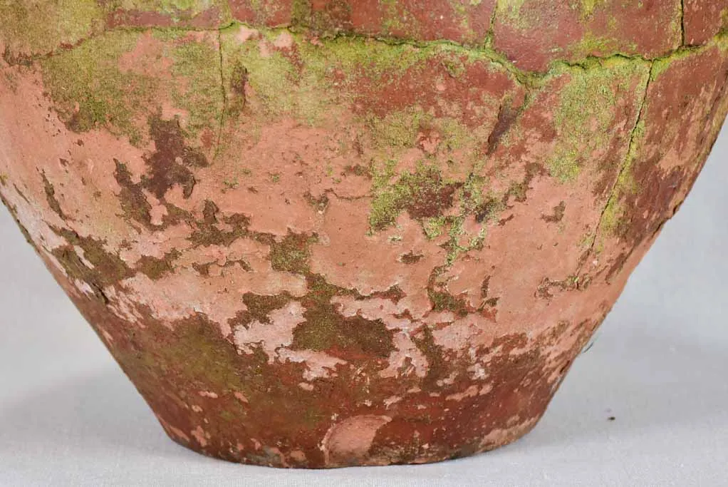 Antique French clay pot with timeworn patina 17"
