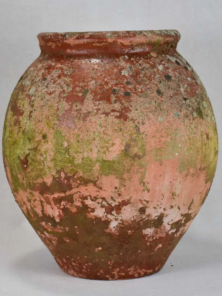 Antique French clay pot with timeworn patina 17"