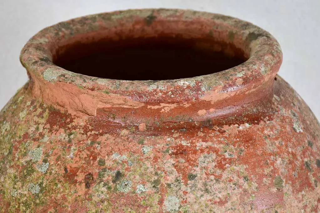 Antique French clay pot with timeworn patina 17"