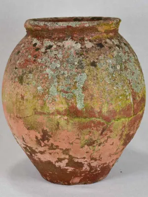Antique French clay pot with timeworn patina 17"