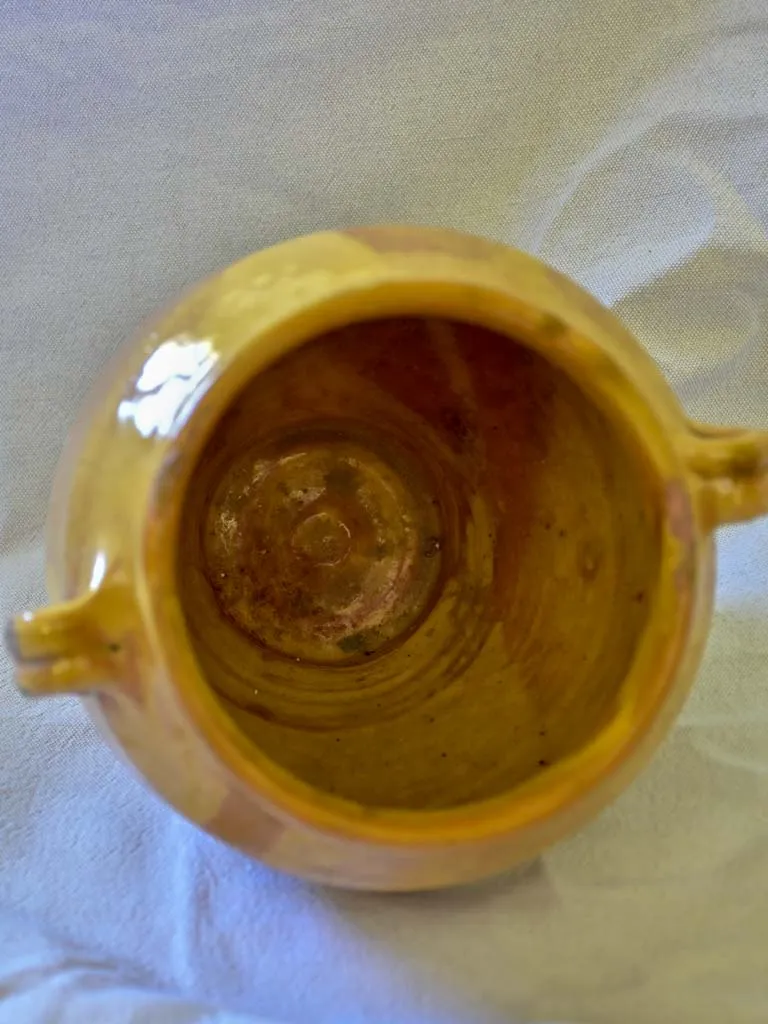 Antique French confit pot with blush apricot glaze  8¼"
