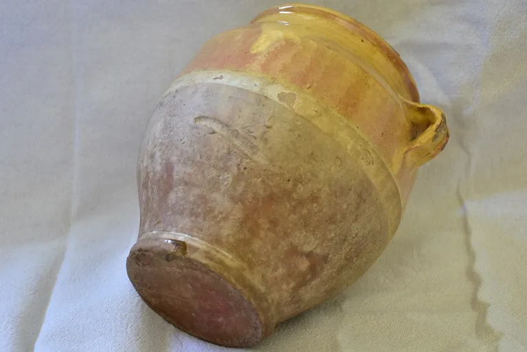 Antique French confit pot with blush apricot glaze  8¼"