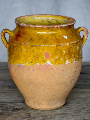 Antique French confit pot with orange glaze 8¼"