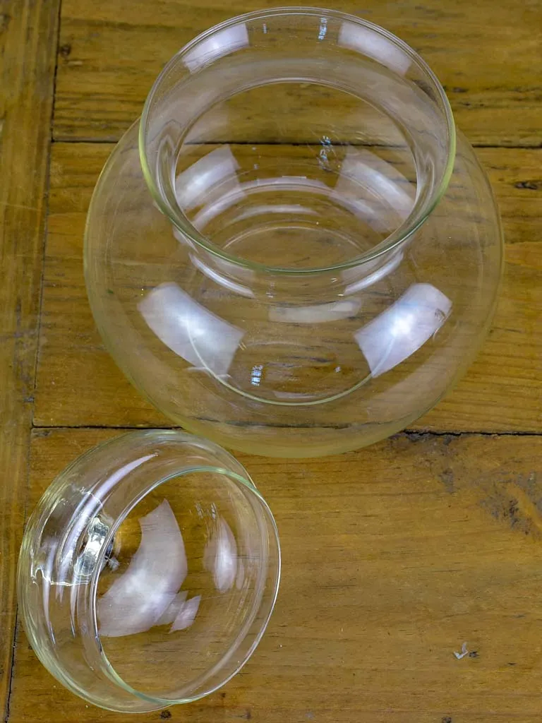 Antique French hand blown glass lolly jar with lid