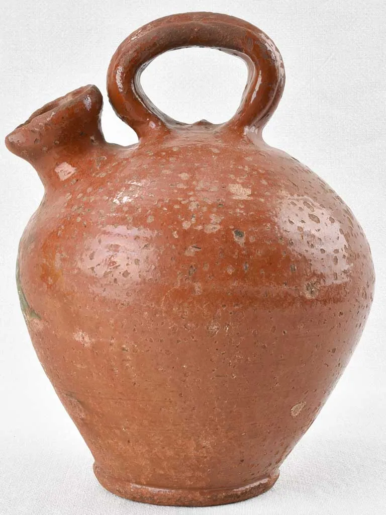 Antique oil pitcher with brown glaze - Pyrenees 12½"