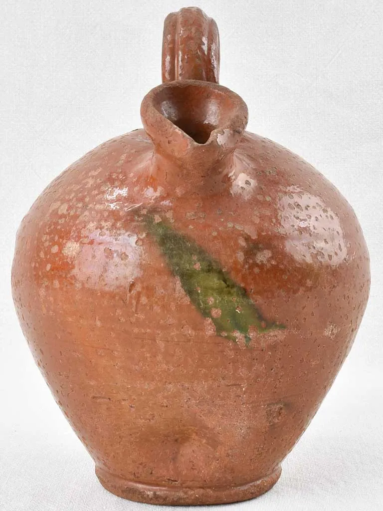 Antique oil pitcher with brown glaze - Pyrenees 12½"