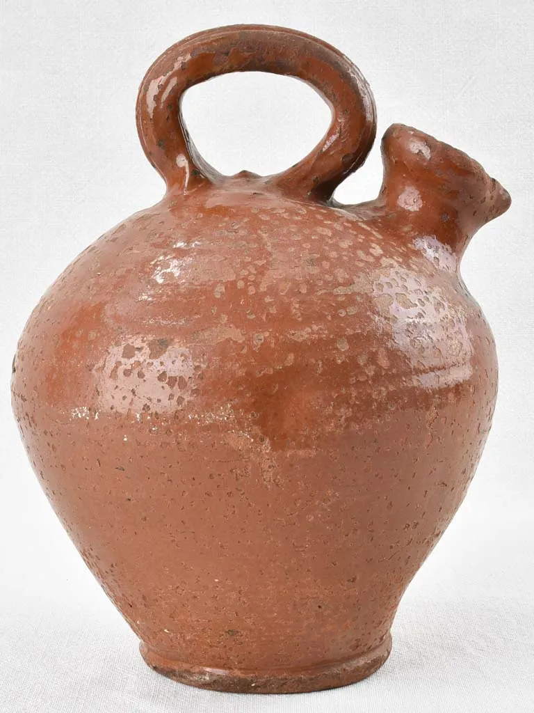 Antique oil pitcher with brown glaze - Pyrenees 12½"