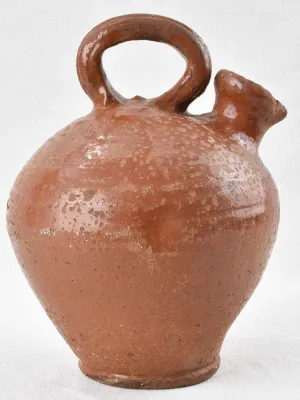 Antique oil pitcher with brown glaze - Pyrenees 12½"