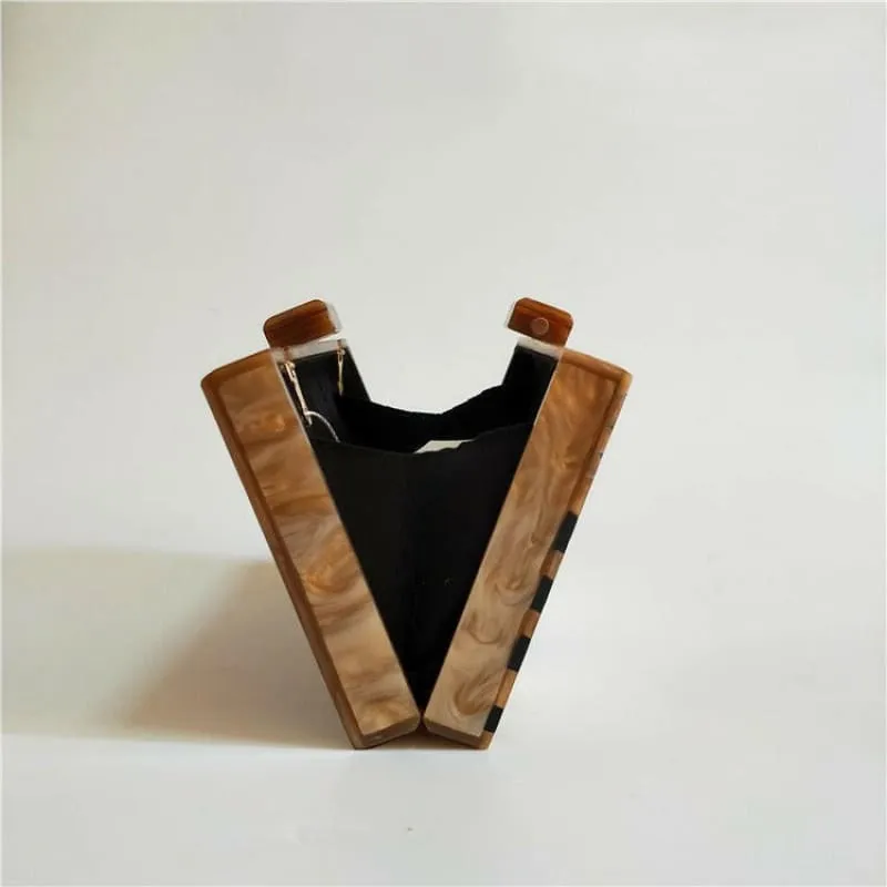 Art Deco Geometric Pattern Acrylic Clutch Purse in Black and Gold