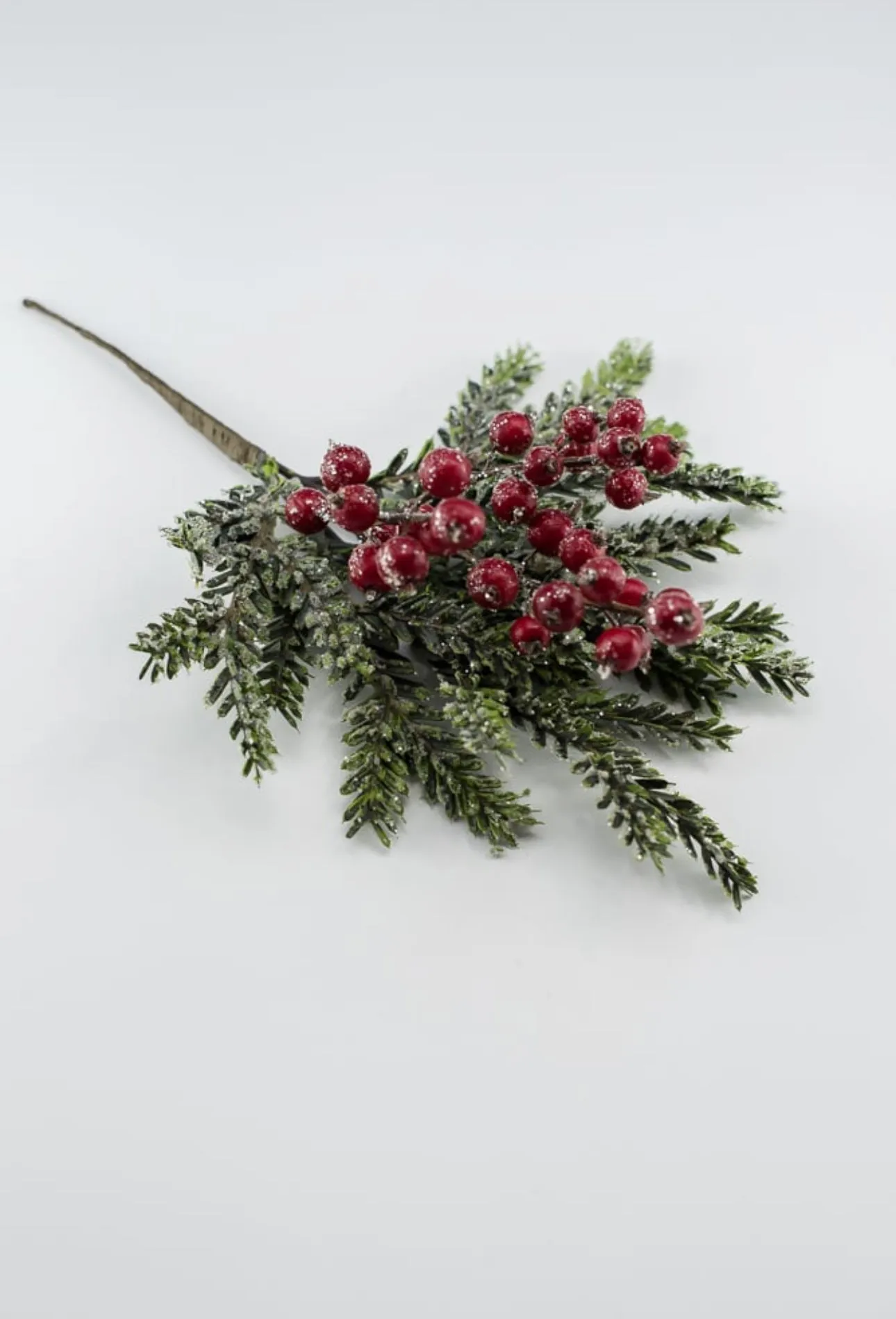 Artificial noble fir and berries greenery pick