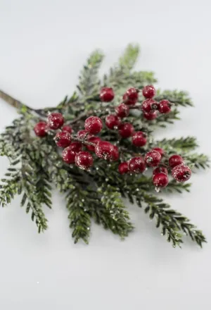 Artificial noble fir and berries greenery pick