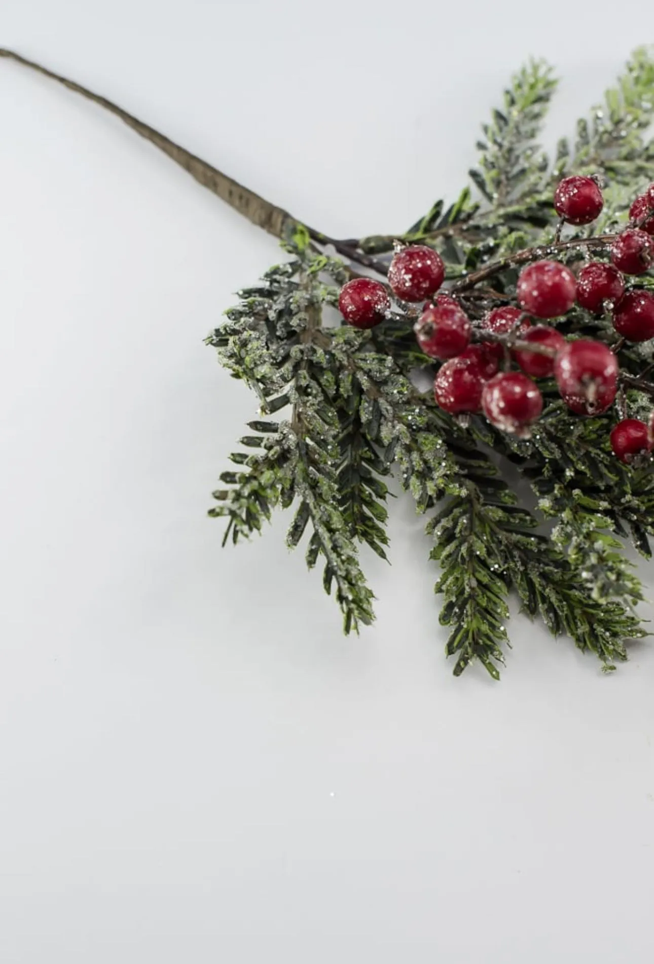 Artificial noble fir and berries greenery pick