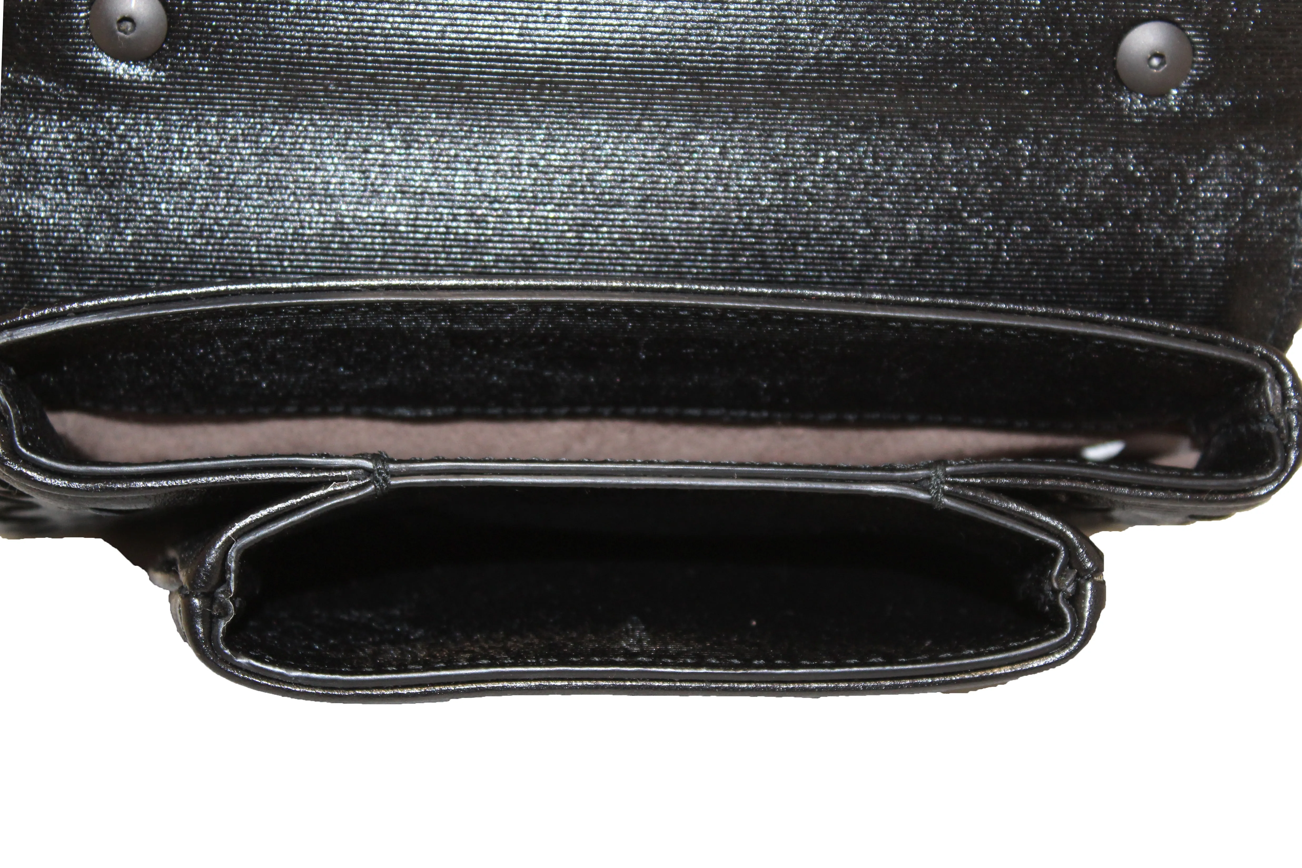 Authentic Bottega Veneta Black Intrecciato Leather Mini Flap Chain Crossbody Bag