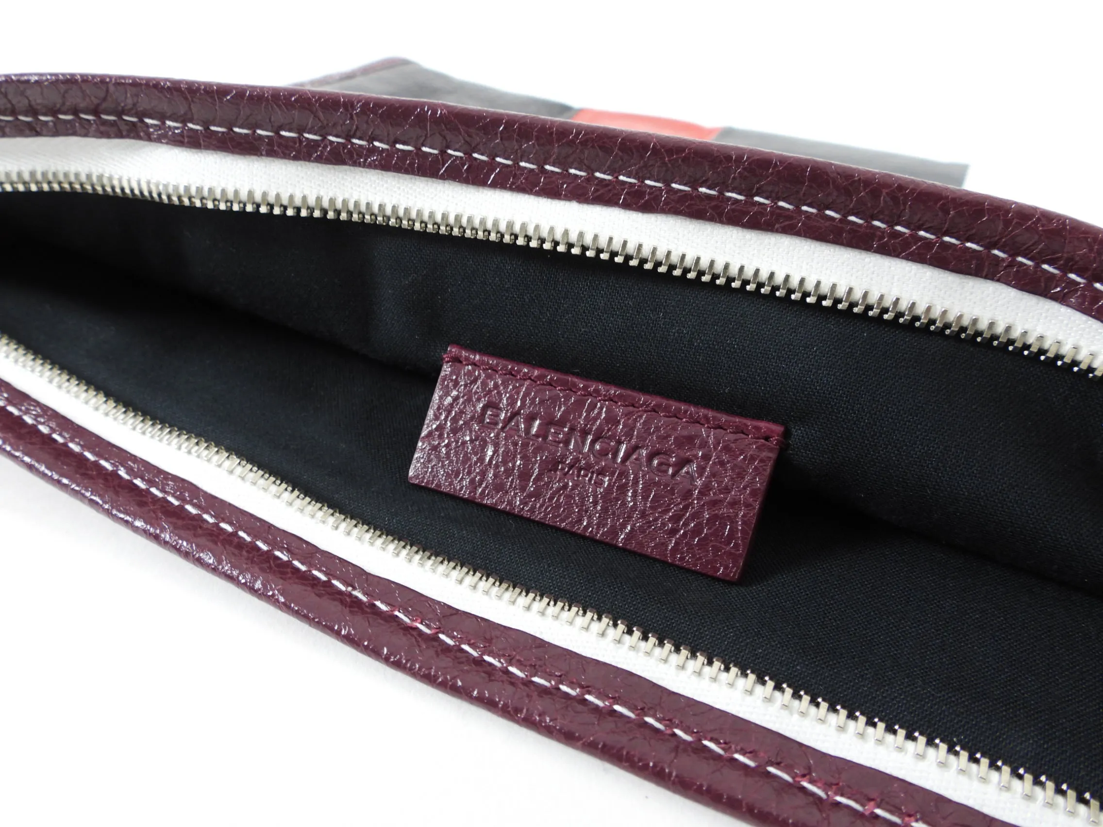 Balenciaga Bazaar Burgundy Stripe Clutch Bag