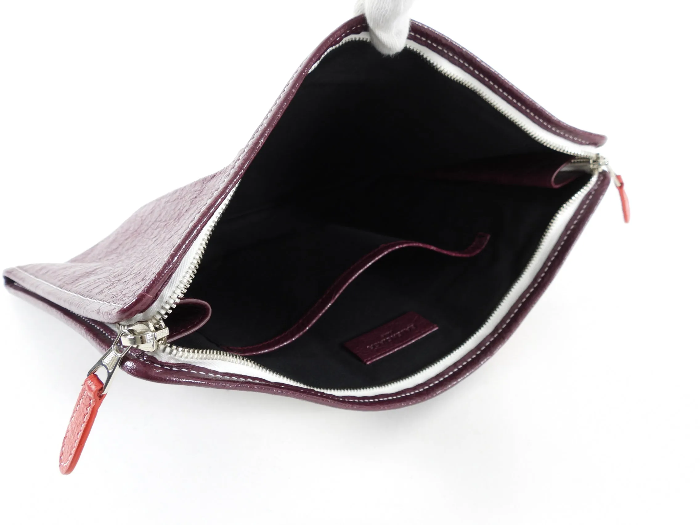 Balenciaga Bazaar Burgundy Stripe Clutch Bag