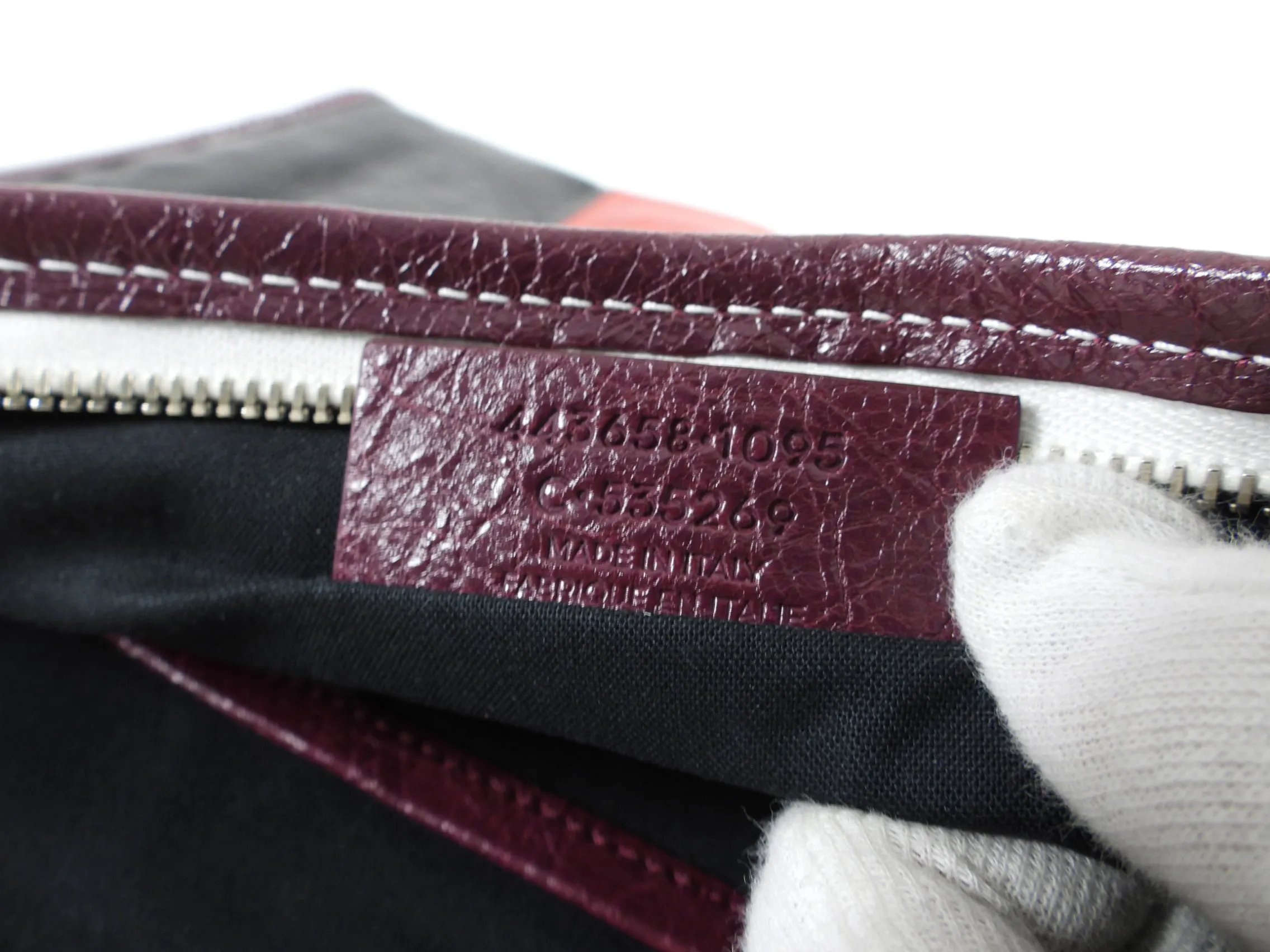 Balenciaga Bazaar Burgundy Stripe Clutch Bag