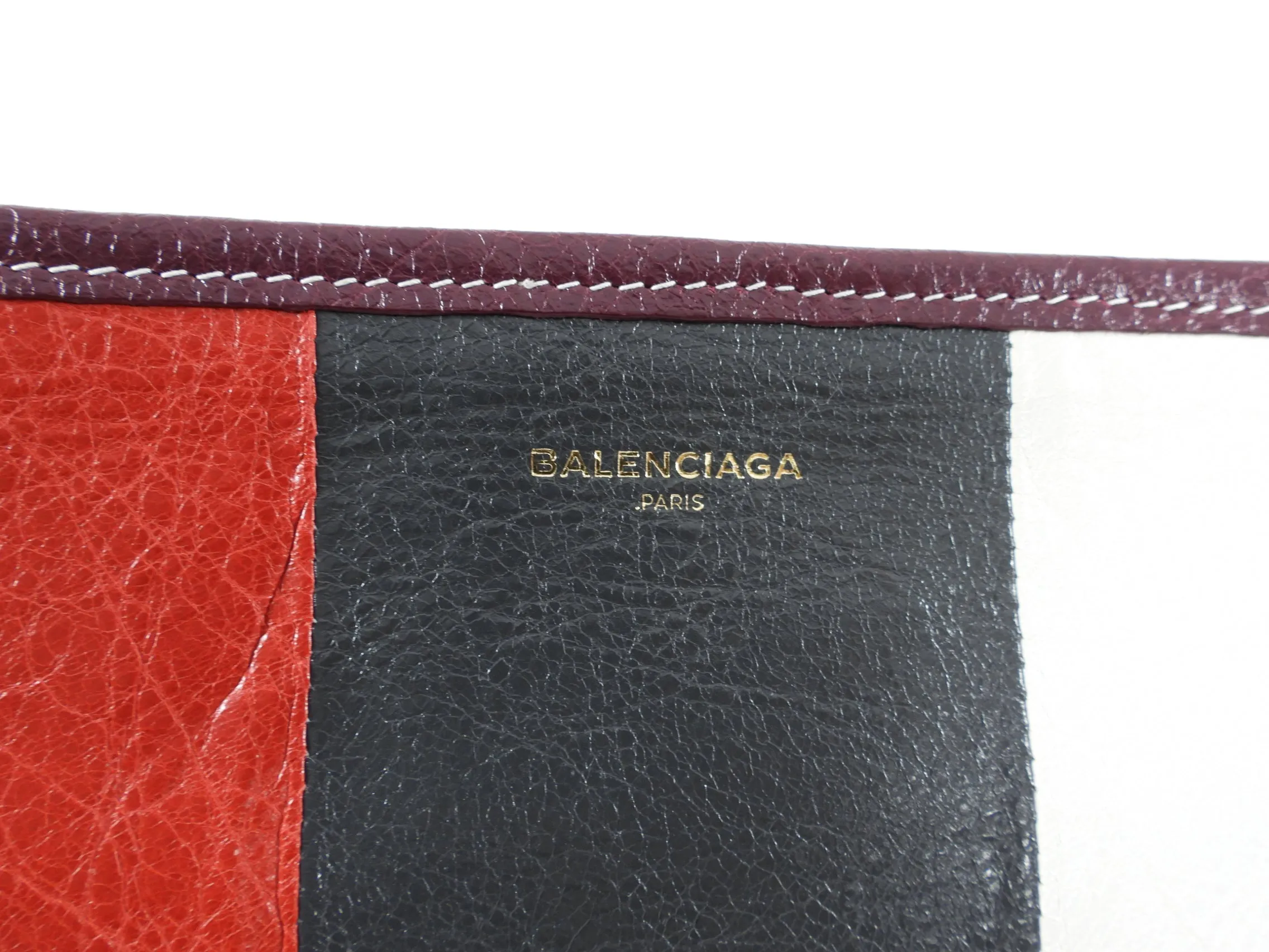Balenciaga Bazaar Burgundy Stripe Clutch Bag