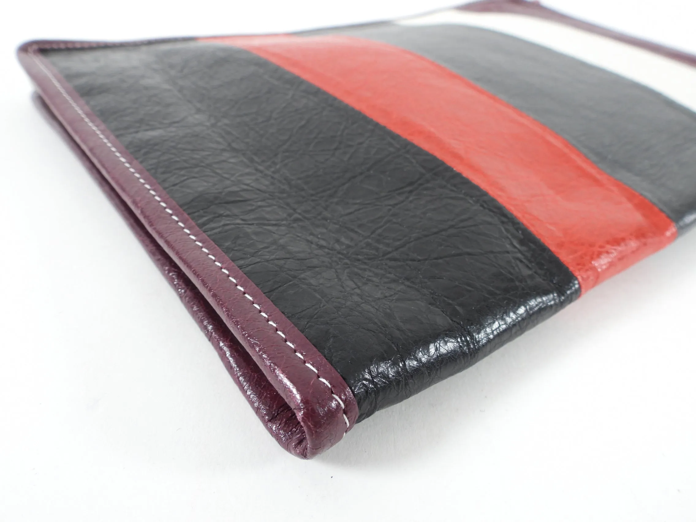 Balenciaga Bazaar Burgundy Stripe Clutch Bag
