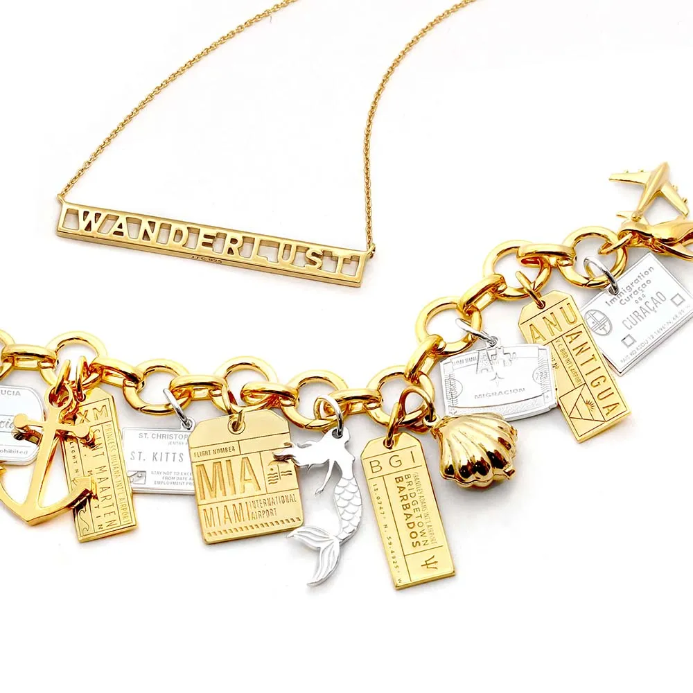 Barbados Caribbean BGI Luggage Tag Charm Gold