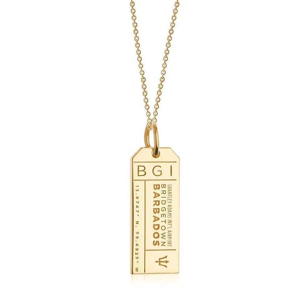 Barbados Caribbean BGI Luggage Tag Charm Gold