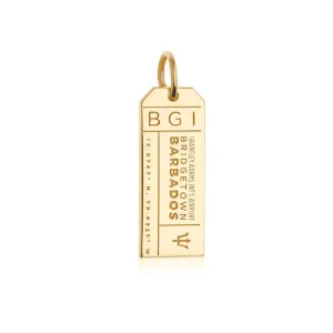 Barbados Caribbean BGI Luggage Tag Charm Gold