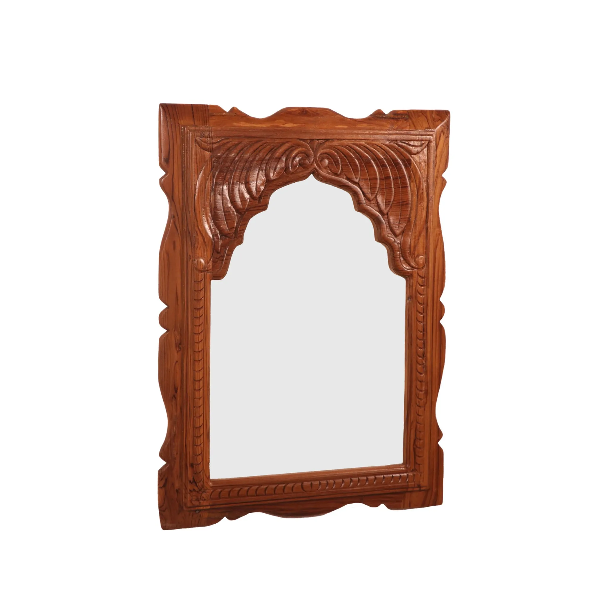 Beautifully carved flower pattern Teak Mirror Frame