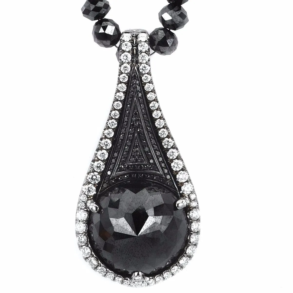 Black Diamond Tear Drop Pendant and Necklace
